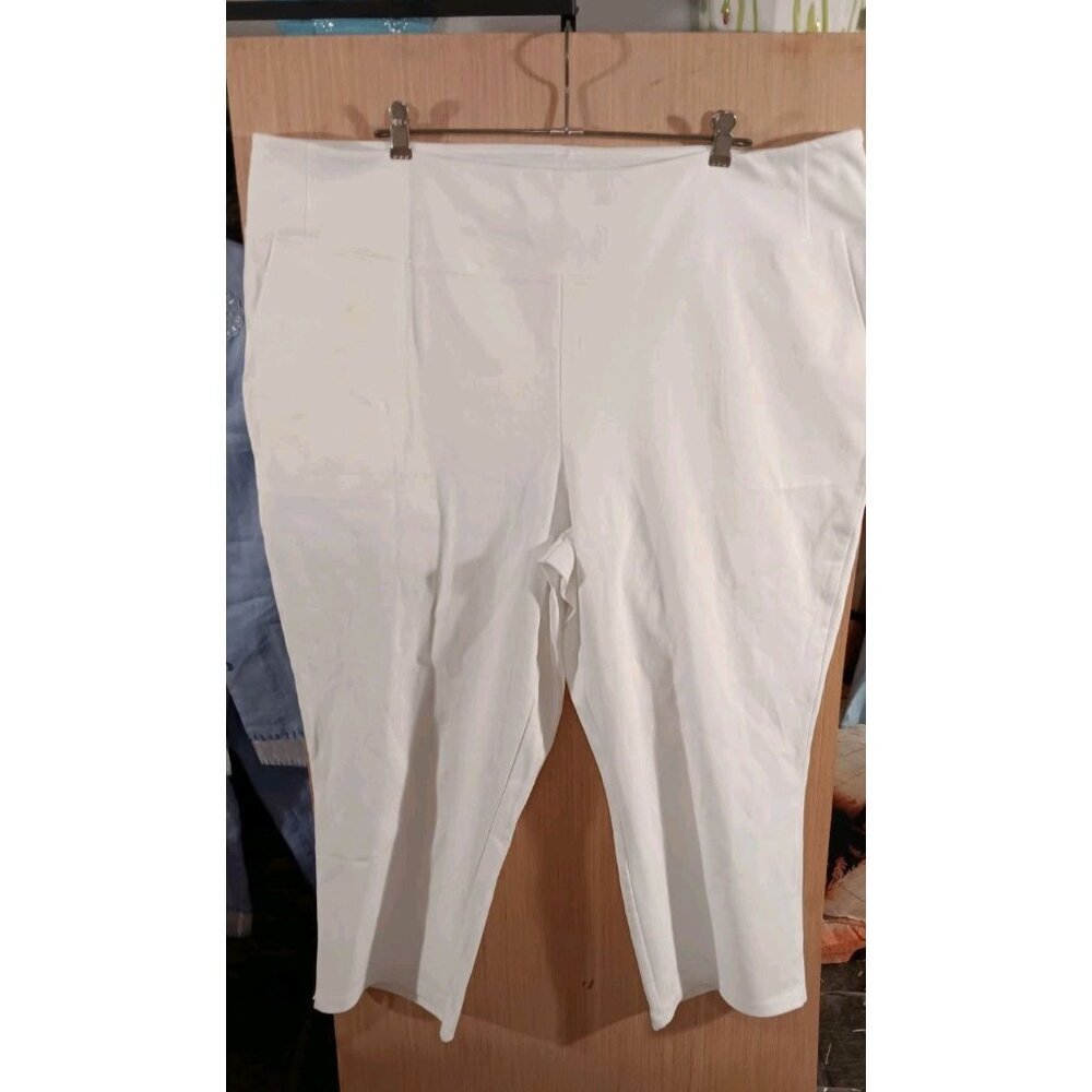 Women With Control Sz 3X White Prime Stretch Denim‎ Tummy Control Pants Crop